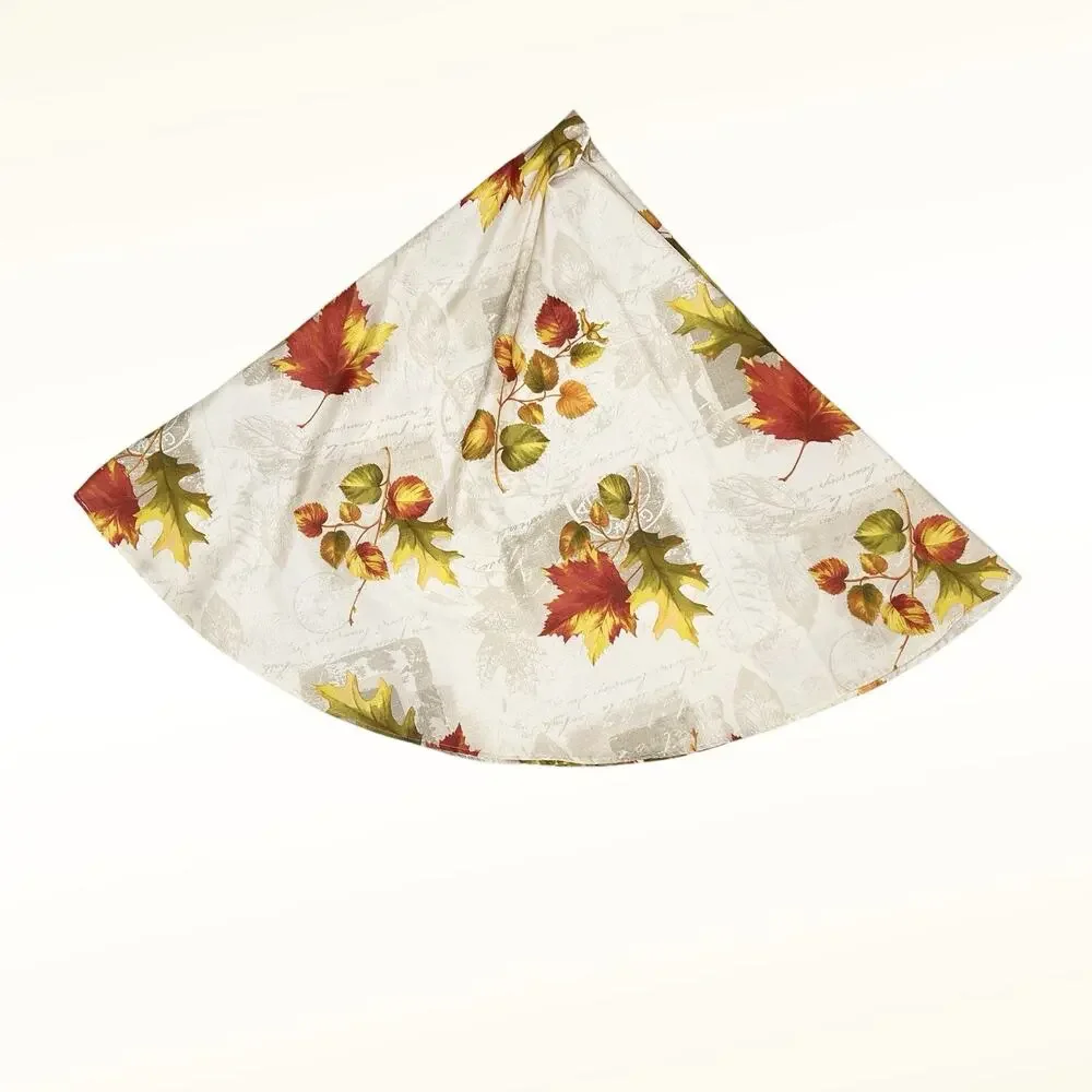 Round Tablecloth Fall Leaves Colorful Harvest Autumn Polyester Cottage Decor 69